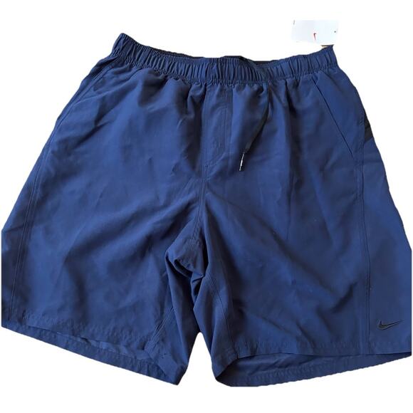 New Nike Swim Trunks Mens Large Navy Blue & Black Gym Shorts Swim Lined Workout - Picture 3 of 8